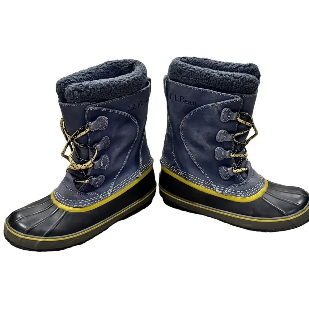 L.L. Bean Kids Gray Lace Up Fleece Lined Winter Snow Boots. Big Kids 6.